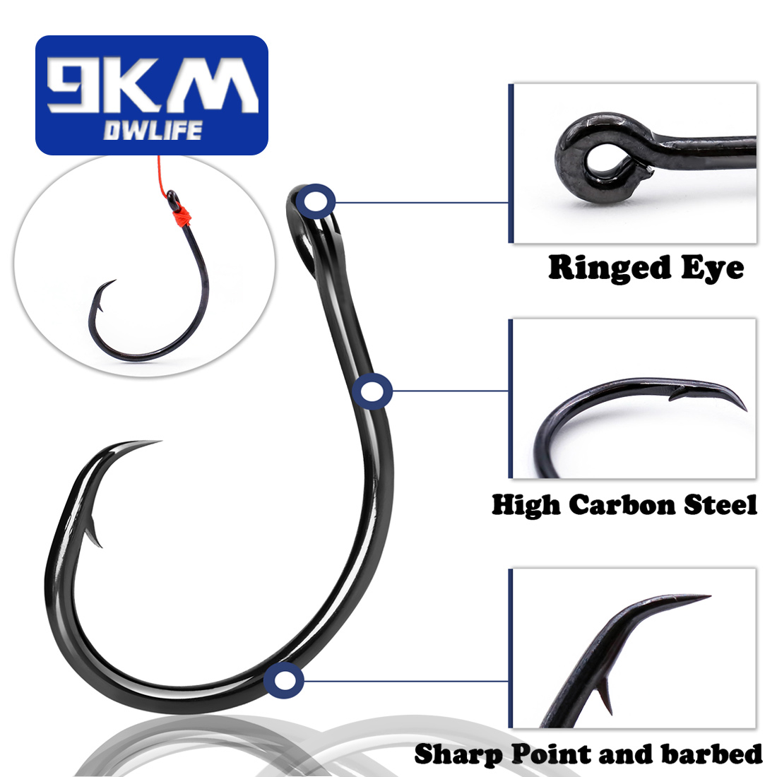 9KM 25-50Pcs Inline Wide Gap C - Fishing Hook Offset 评论和价格