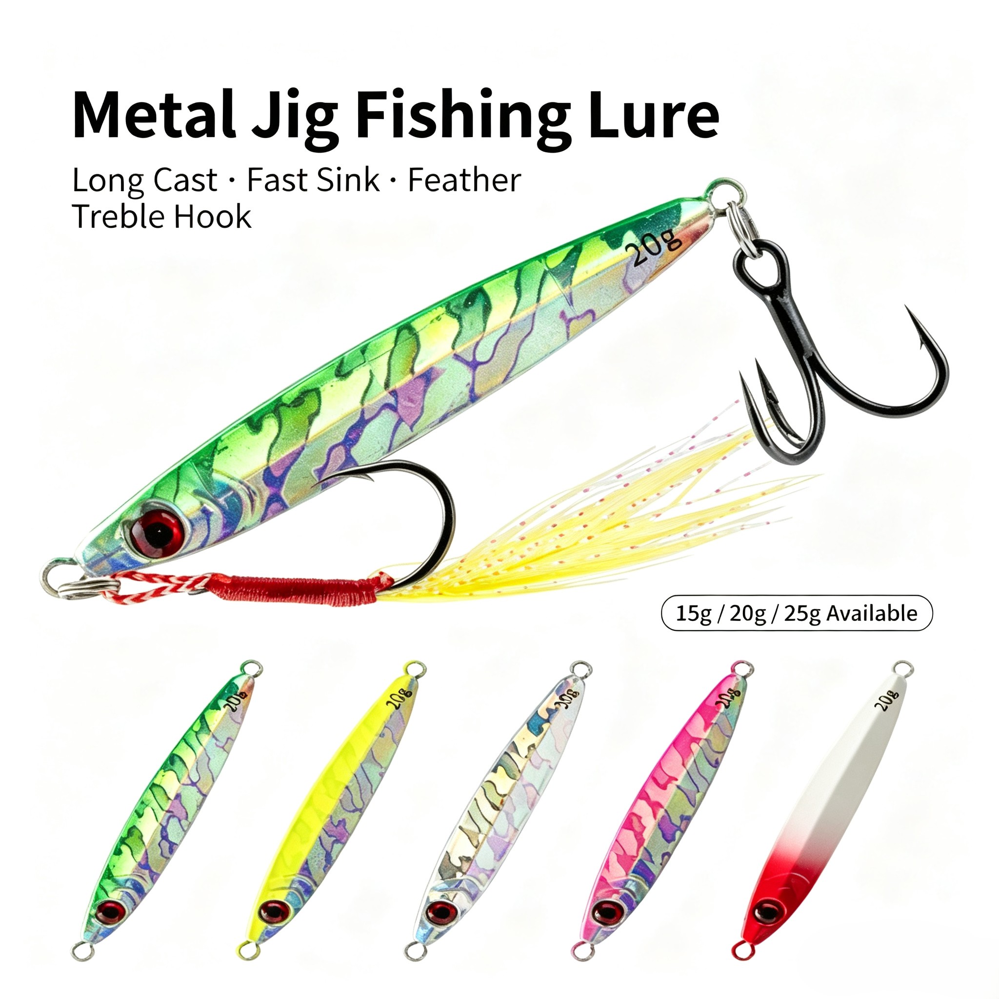 3Pcs Metal Jig Lure Set Asymme - Fishing Hook Treble 评论和价格