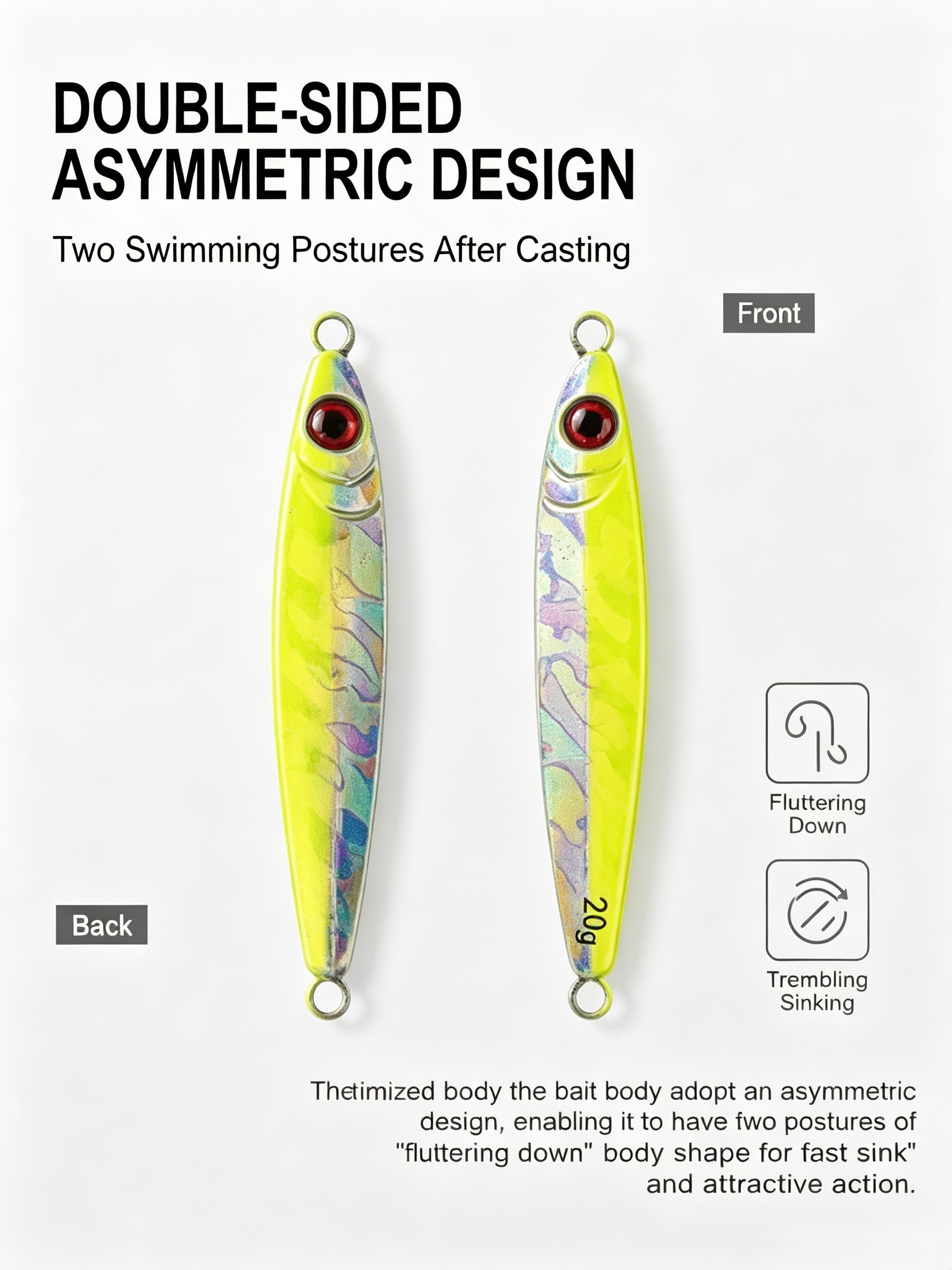 3Pcs Metal Jig Lure Set Asymme - Fishing Hook Treble 评论和价格